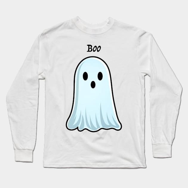 Cute Ghost Long Sleeve T-Shirt by Retrogasm